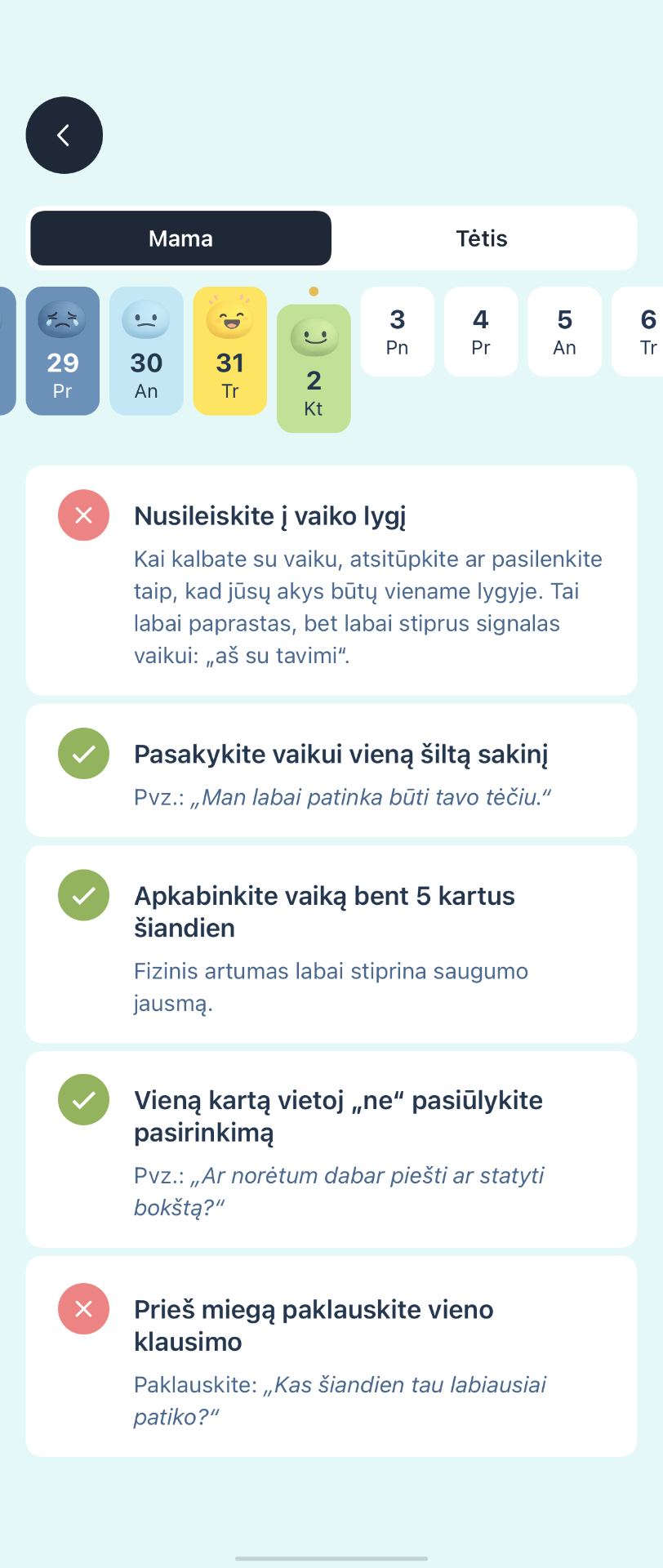 KIDUP kasdienių užduočių sąrašas